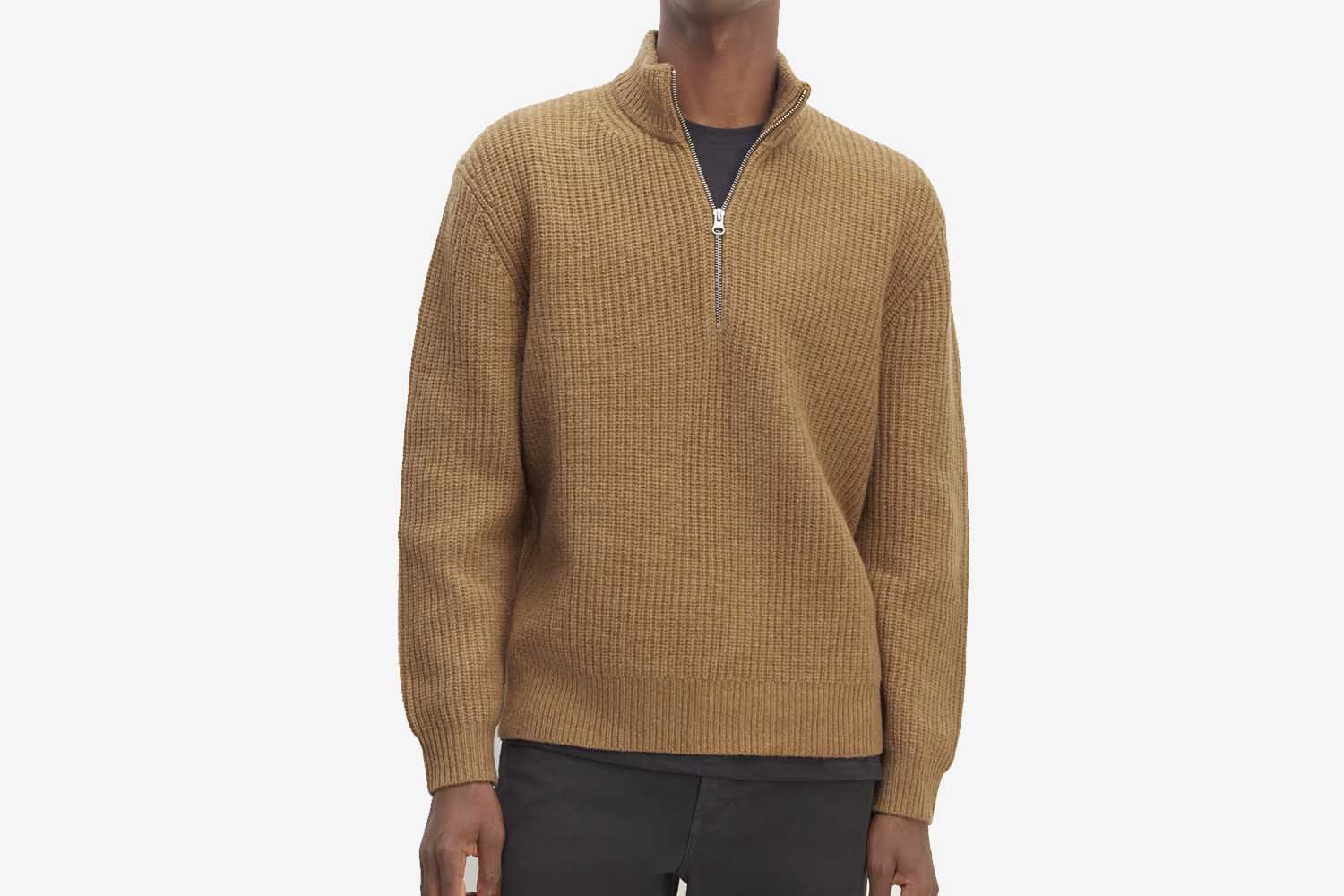 Everlane The Felted Merino Half-Zip Sweater