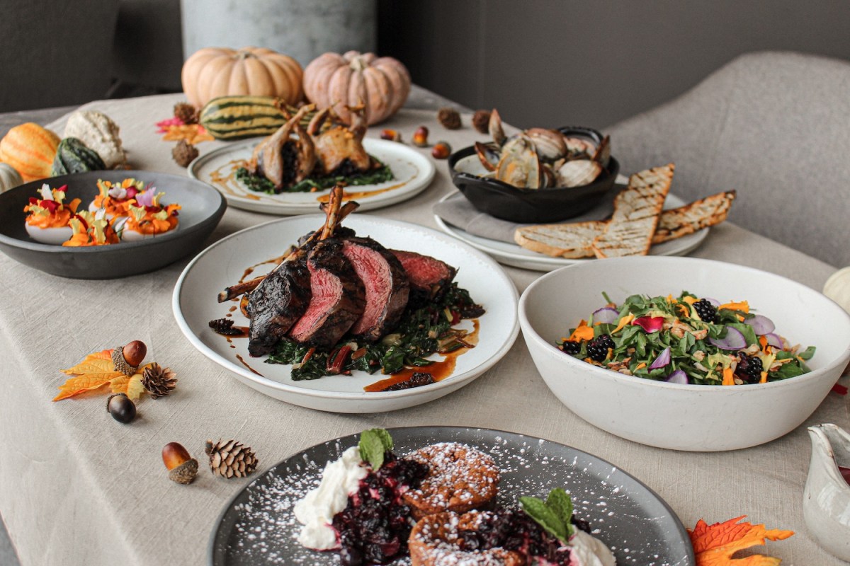 adrestia restaurant thanksgiving spread with venison and quail