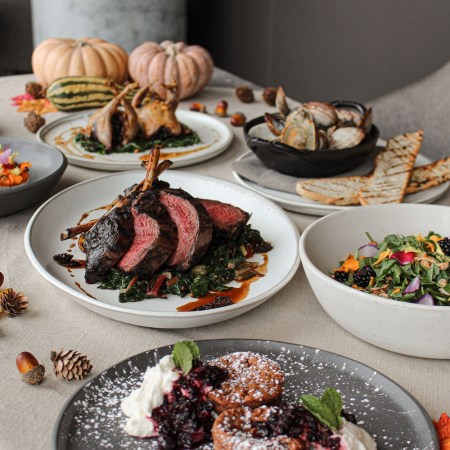 adrestia restaurant thanksgiving spread with venison and quail