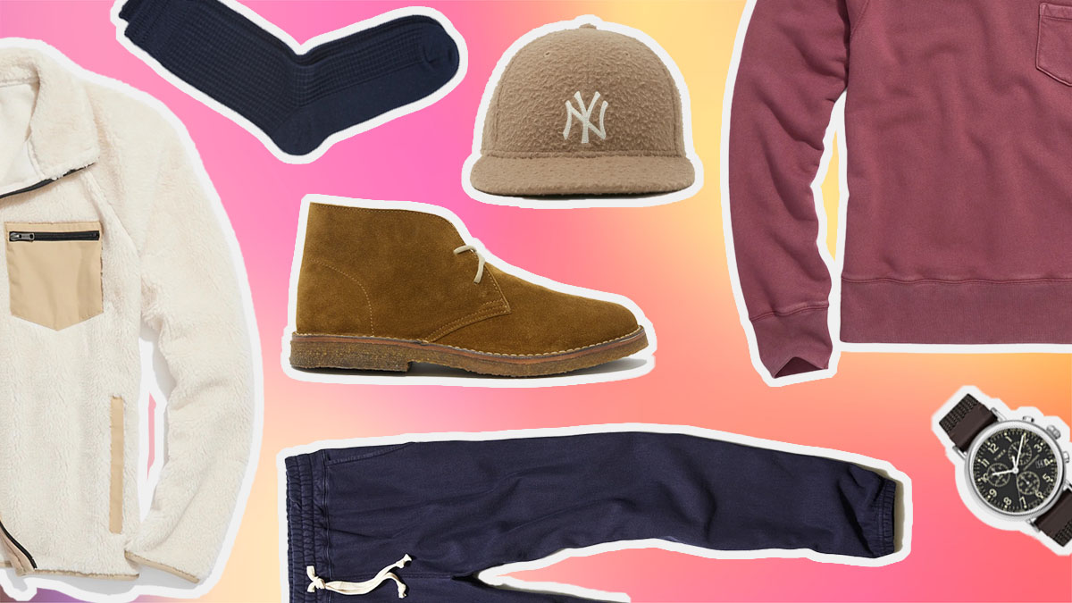 a collage of Todd Snyder gifts on a pink background