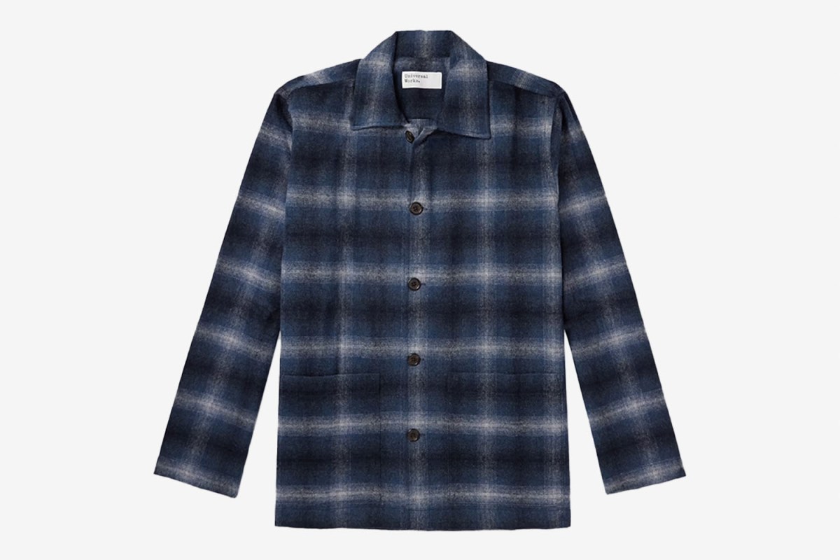 Universal Works Easy Checked Recycled Wool-Blend Flannel Overshirt