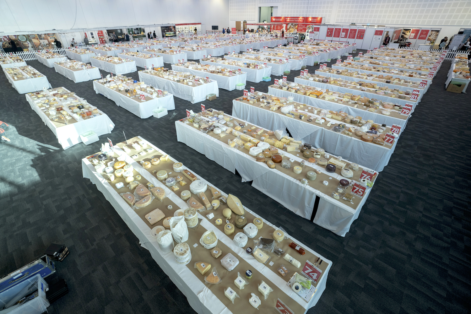 tables of cheese at world cheese awards 2022
