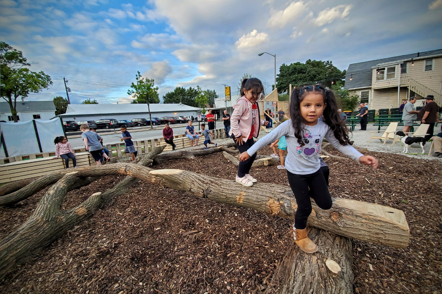 Kids play in a Better Block park