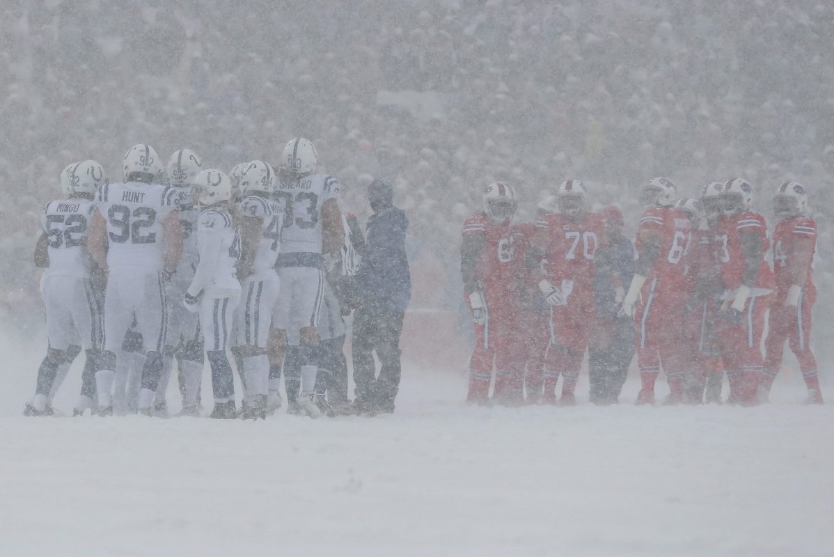 Heavy snow falls in Buffalo as the Bills host the Colts in 2017.