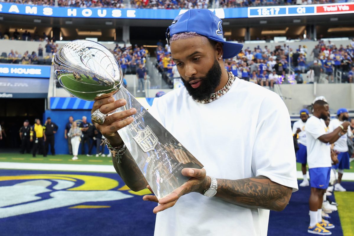 Odell Beckham Jr. holds the Super Bowl LVI trophy. Will he join the Dallas Cowboys next? It makes sense.