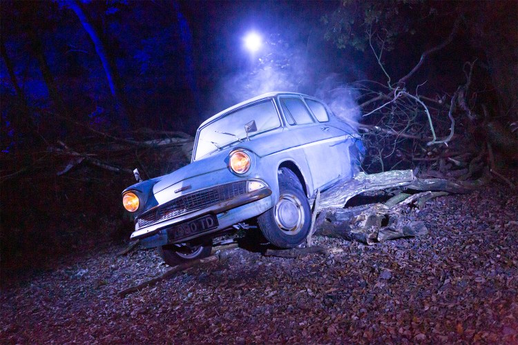 The Weasleys' Ford Anglia car as seen at the Harry Potter: A Forbidden Forest Experience