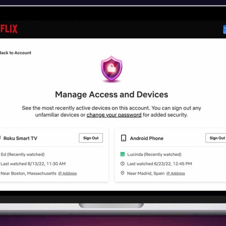 Netflix Manage Access and Devices screen, which just launched on the streaming service