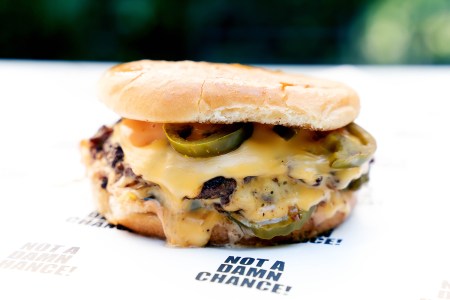 The Not a Damn Change Burger, a cheeseburger currently available at Idle Hands bar in Austin, Texas. We've got the recipe.