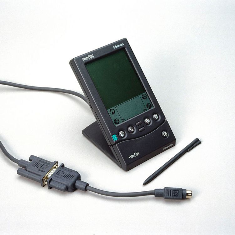 A PalmPilot handheld device from the 1990s. The Internet Archive is emulating apps from the device.
