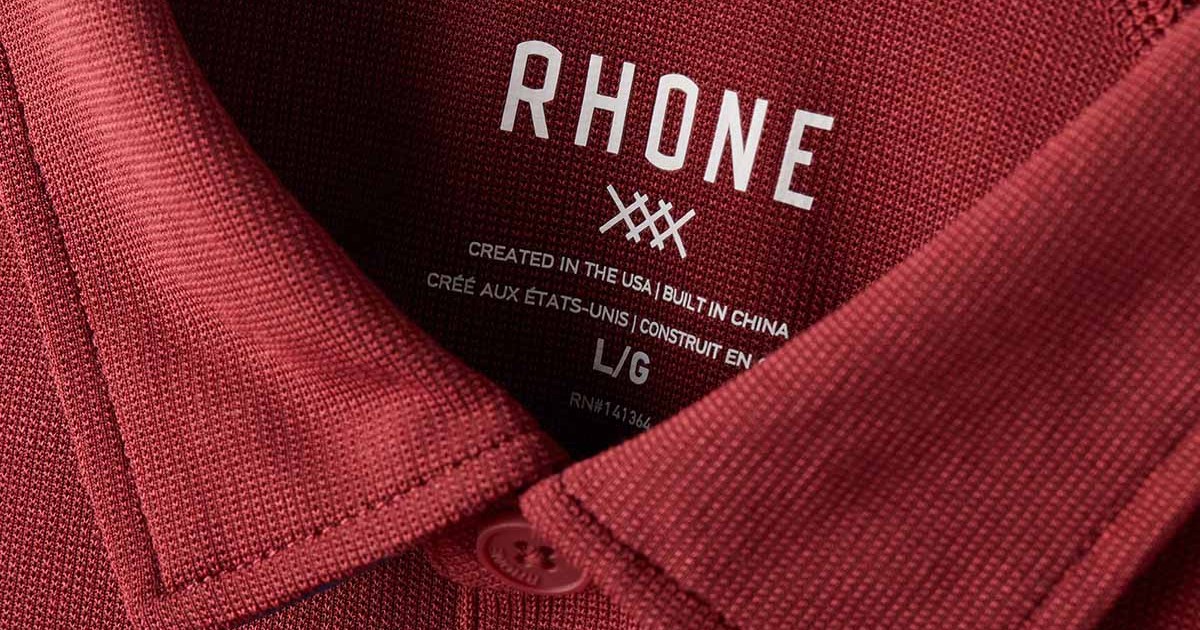A close-up of the Delta Pique Polo, now on sale at Rhone during its Black Friday sale