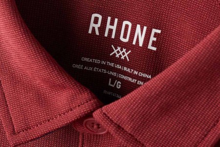 A close-up of the Delta Pique Polo, now on sale at Rhone during its Black Friday sale