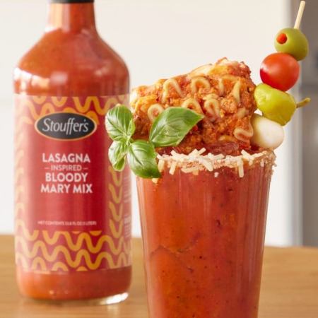 stouffer's lasagna bloody mary mix with a lasagna-garnished bloody mary
