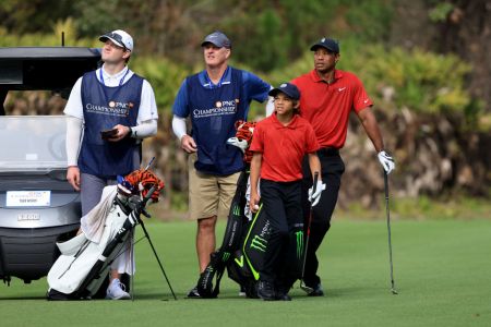 Tiger Woods and Charlie Woods