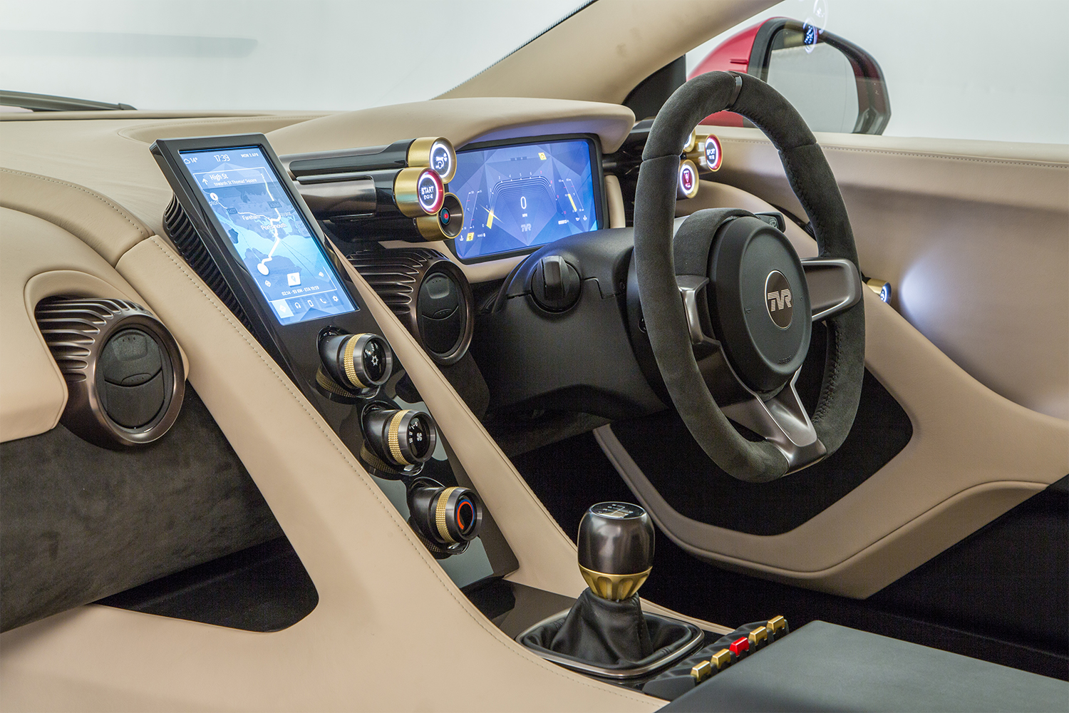 The interior and dashboard of the new TVR Griffith V8 sports car