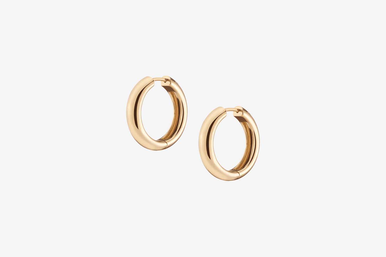 Aurate Medium Gold Chunky Hinged Hoop Earrings