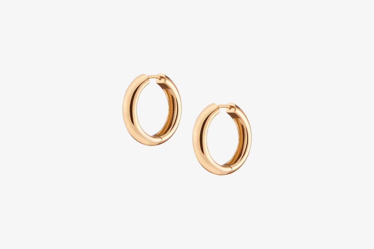 Aurate Medium Gold Chunky Hinged Hoop Earrings