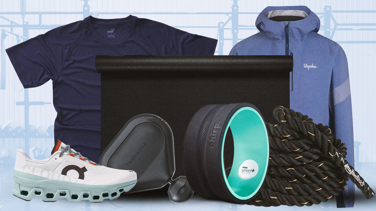 A collage of fitness gear.