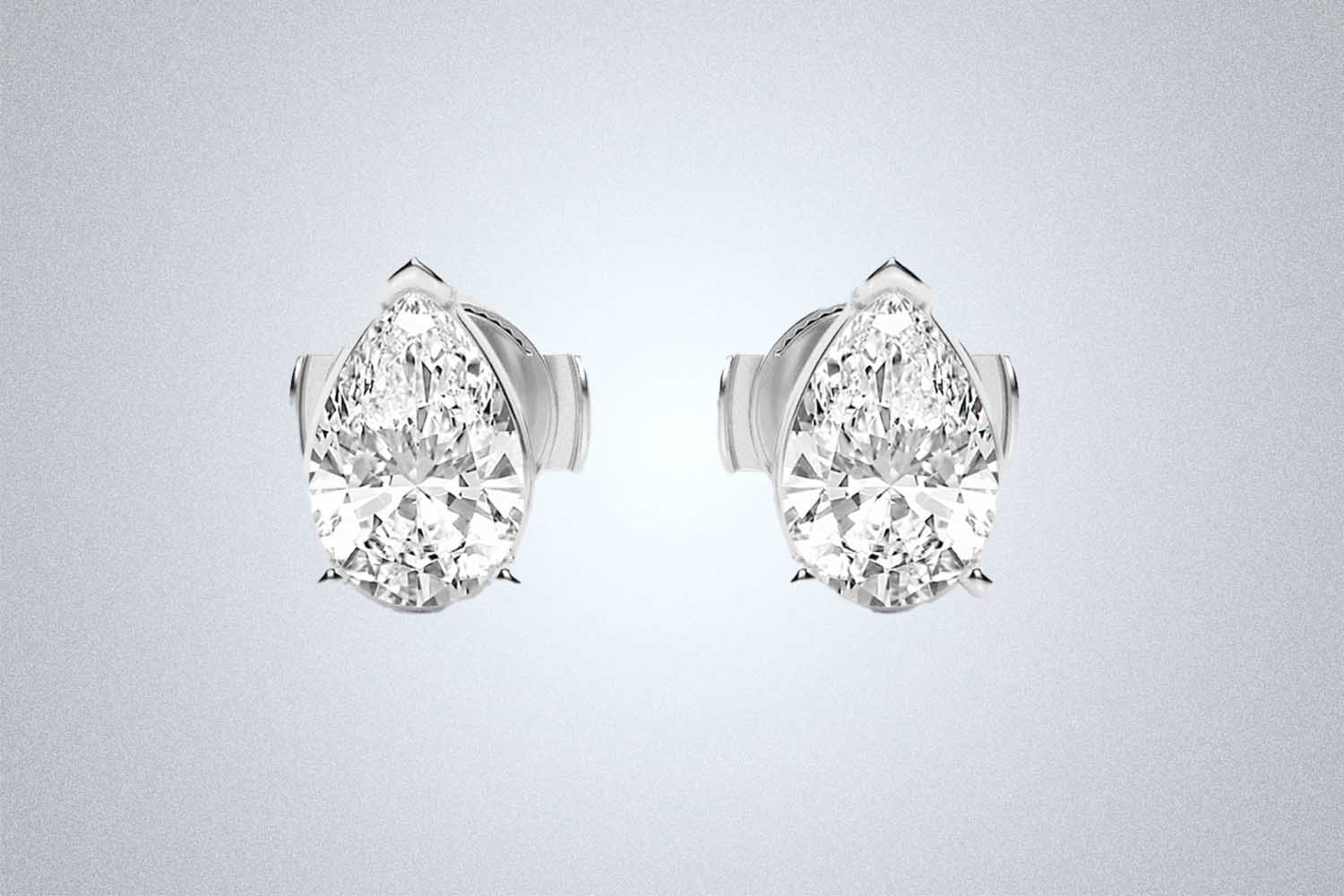 Grown Brilliance Pear Lab Grown Diamond Solitaire Certified Stud Earrings