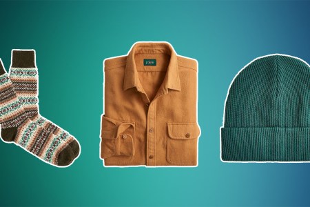 J.Crew products on a blue and green background