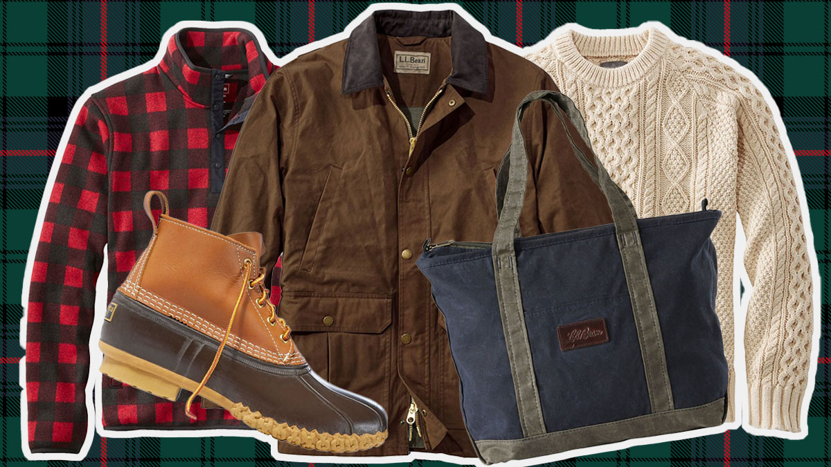 a collage of items from the L.L. Bean Winter Sale Event on a grey background