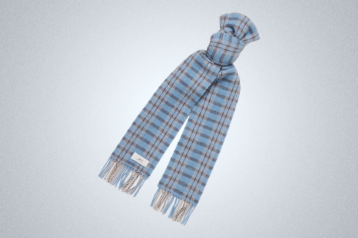 Mr P Fringed Checked Wool-Blend Scarf￼