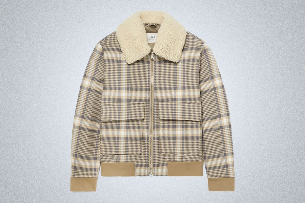 Mr P. Shearling-Trimmed Checked Cotton-Blend Blouson Jacket