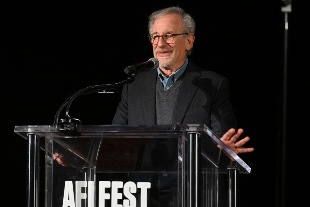 Steven Spielberg speaks onstage during AFI Fest 2022: Red Carpet Premiere of "The Fabelmans" at TCL Chinese Theatre.