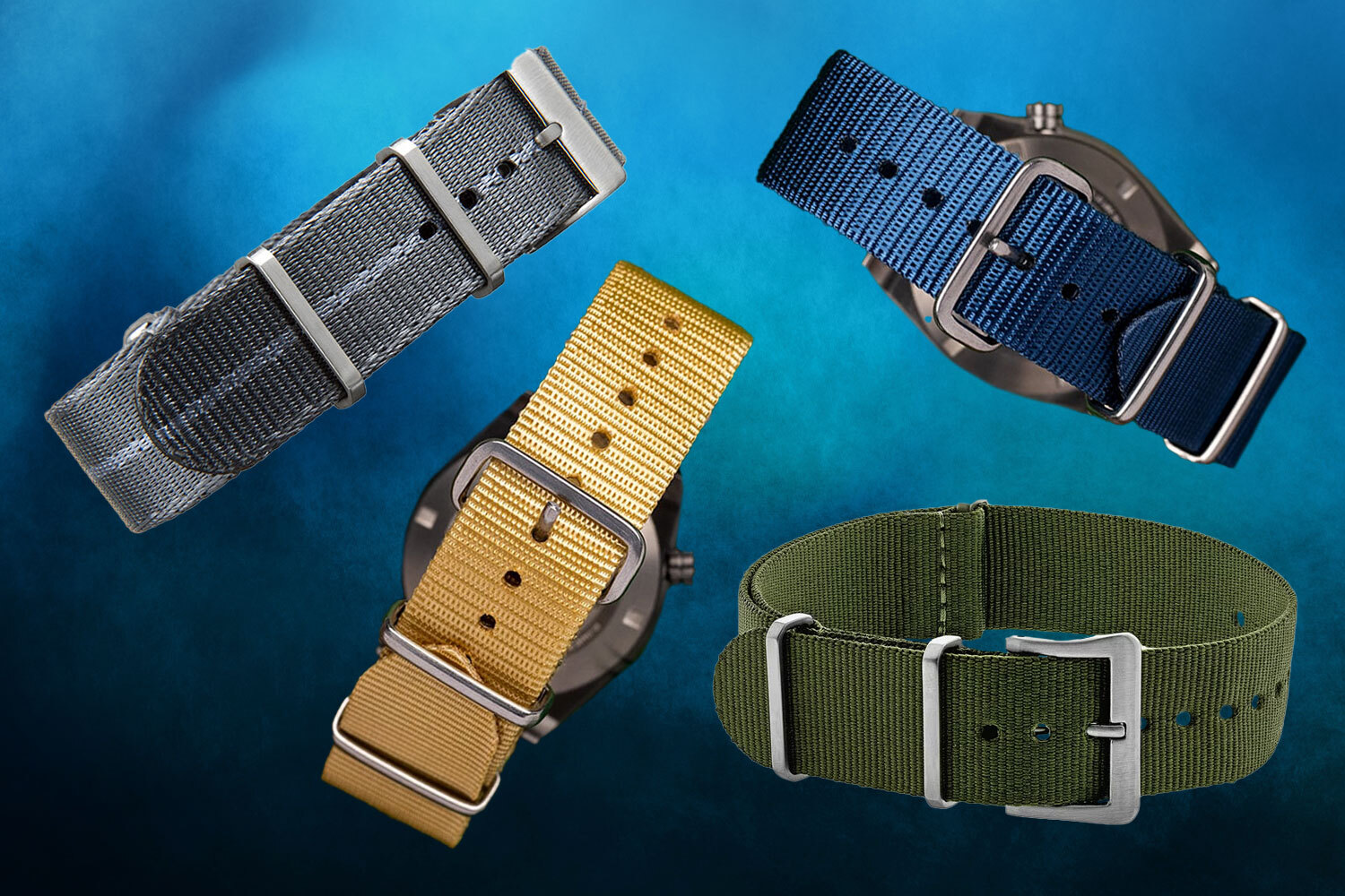 the best nato straps on a blue background