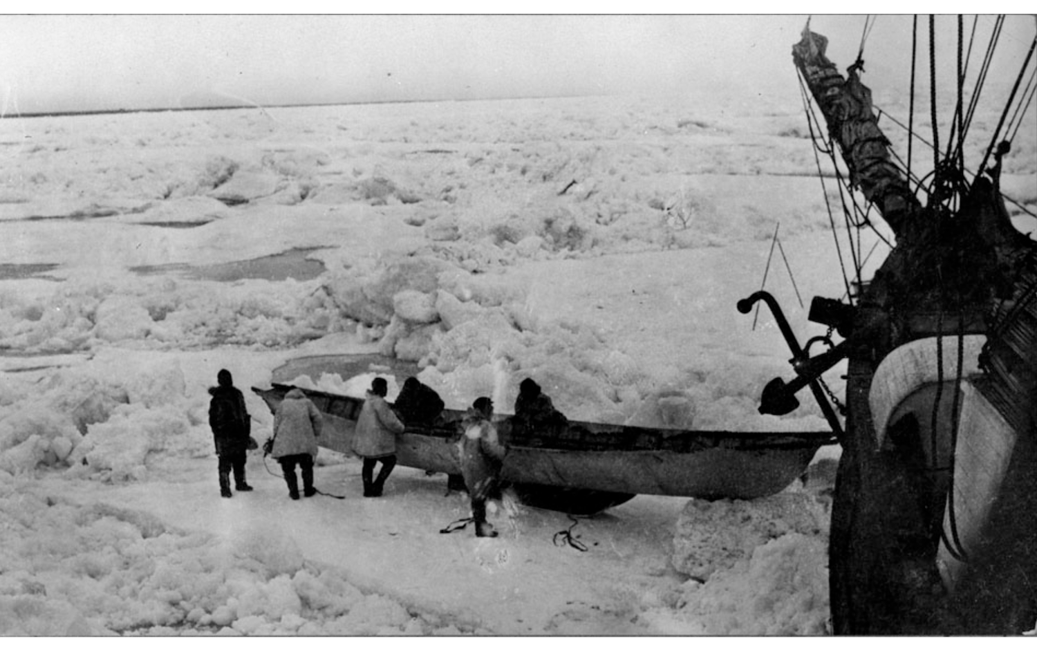 Taking a skin boat or "umiak" aboard the H.M.C.S. KARLUK