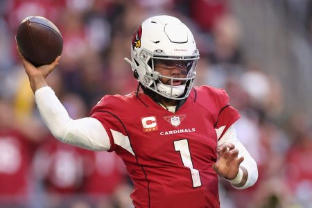 Kyler Murray throws a pass against the Chargers. His former teammate Patrick Peterson recently criticized him on a podcast.