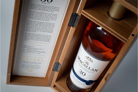 A bottle and box for The Macallan Double Cask 30 Years Old