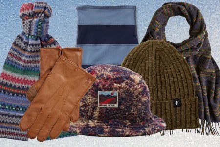 A collage of the best winter gifts for men on a grey background