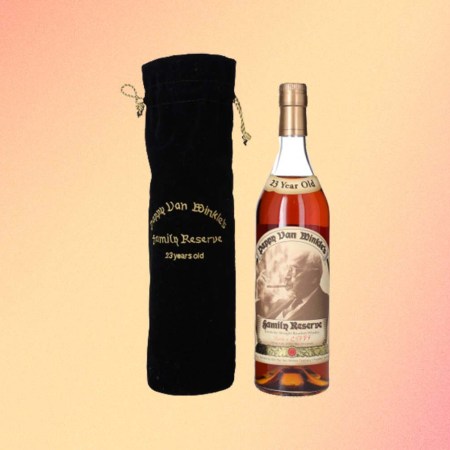 A bottle of Pappy Van Winkle 23 and it s original bag, all of which sold for a record price at Sotheby's