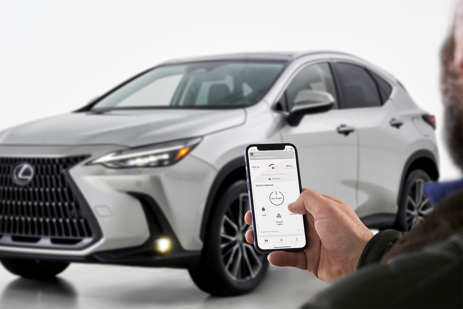 The digital key functionality shown on a smartphone for a Lexus vehicle (it's also available on Toyota cars)