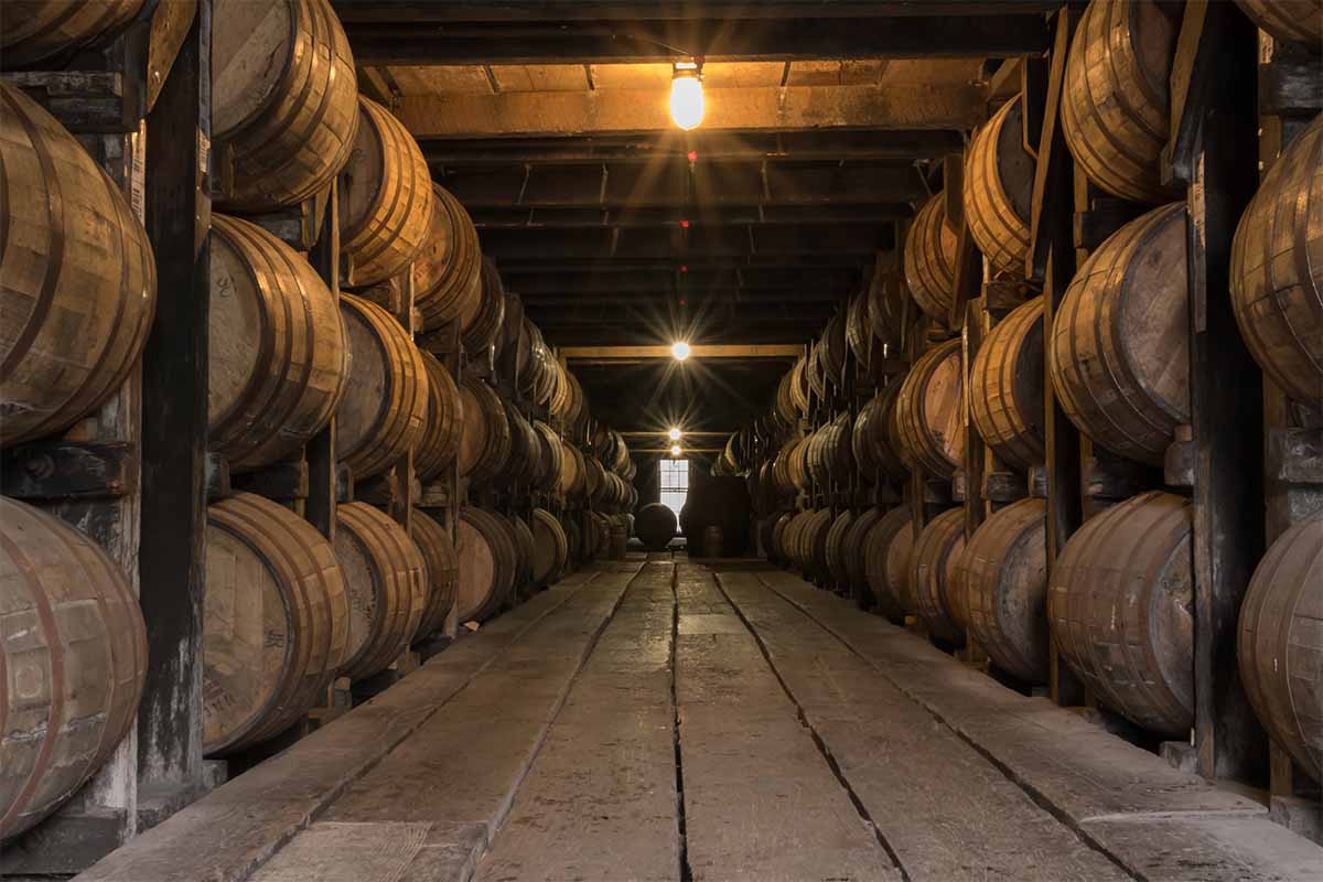 Inside a bourbon aging warehouse. New plans means hundreds of millions of dollars has been poured into expanded distilleries and warehouses in Kentucky this year.