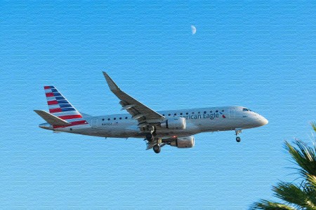 American Airlines Embraer ERJ 170-200 LR arrives at Los Angeles international Airport