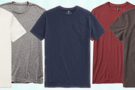 a collage of the best men's t-shirts on a blue background