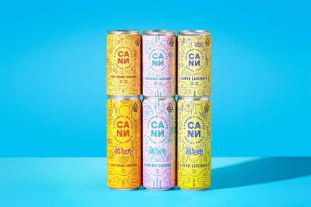 Three flavors and two sizes of Cann, a canned cannabis beverage