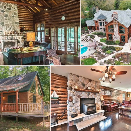 Different interior and exteriors of cabins