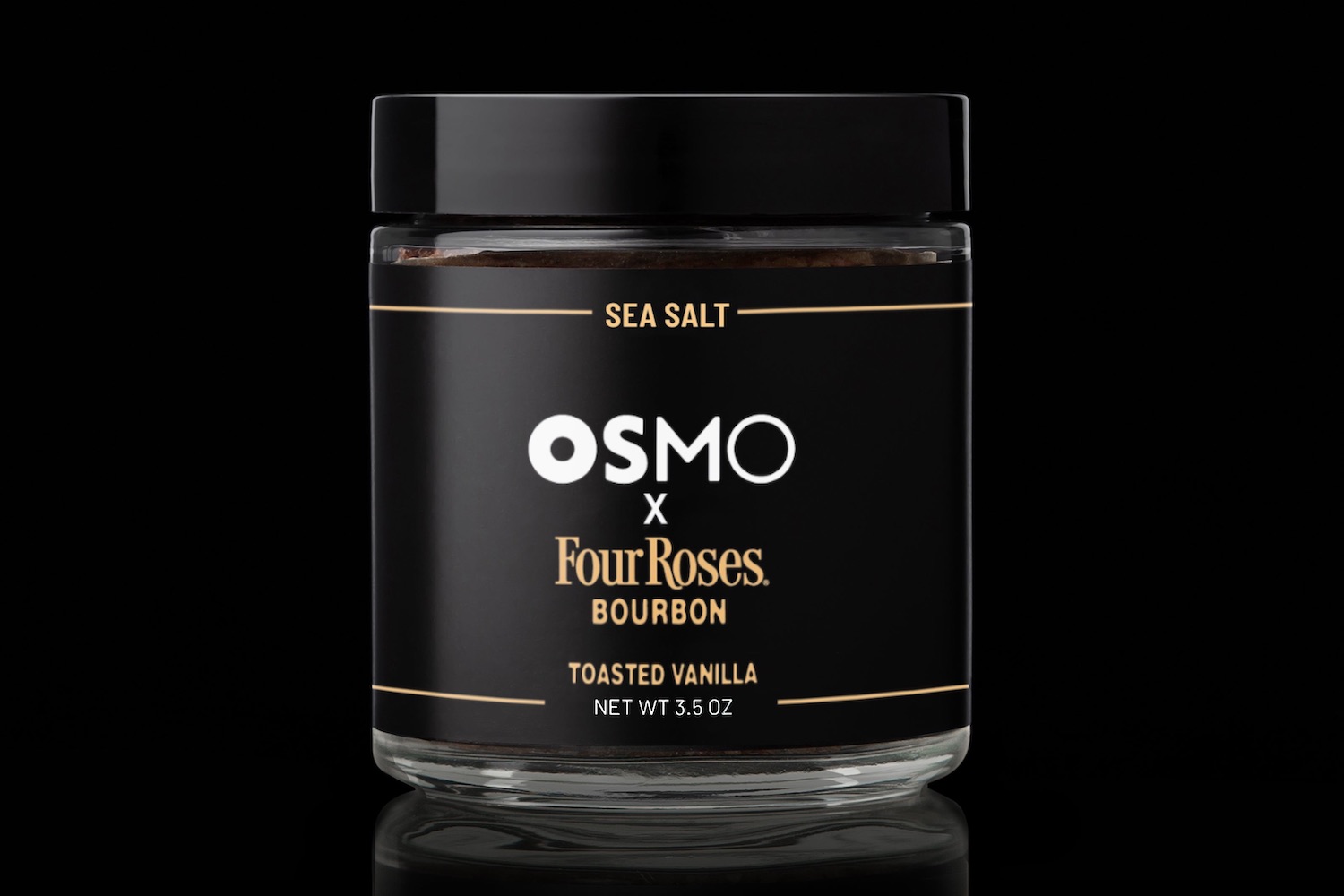 Osmo x Four Roses Toasted Vanilla Bourbon Salt on a black background