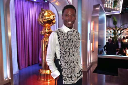 Host Jerrod Carmichael poses onstage at the 80th Annual Golden Globe Awards held at the Beverly Hilton Hotel on January 10, 2023.
