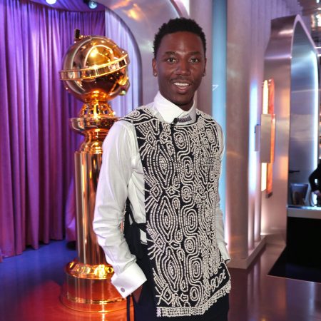 Host Jerrod Carmichael poses onstage at the 80th Annual Golden Globe Awards held at the Beverly Hilton Hotel on January 10, 2023.