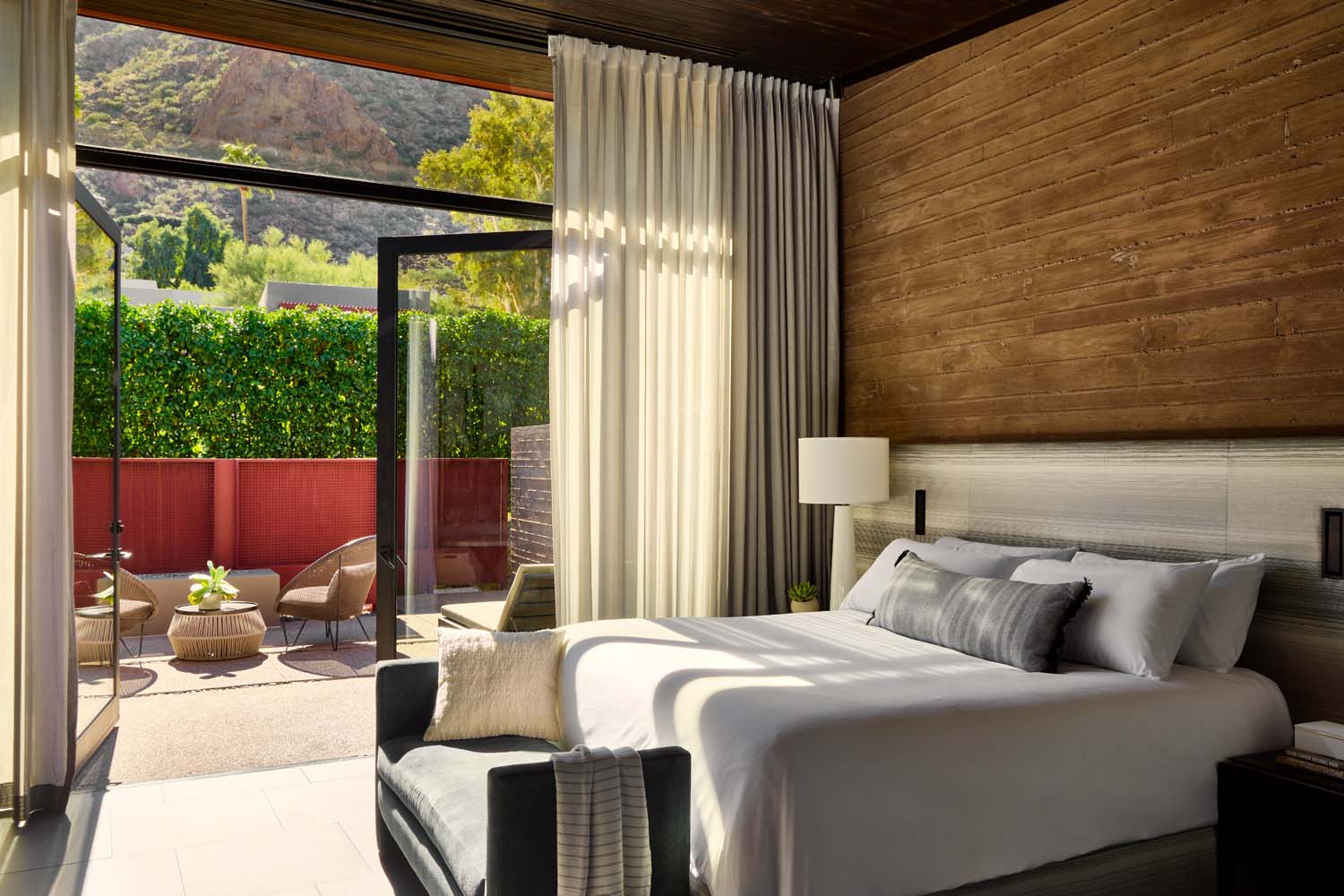 A guest room at Sanctuary Camelback Mountain, A Gurney's Resort & Spa