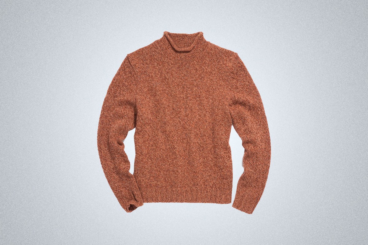 Todd Snyder Roll Neck Sweater in Warm Cognac