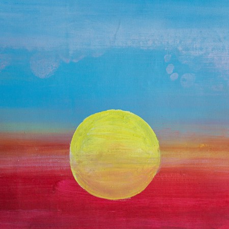 A painting of a setting sun.