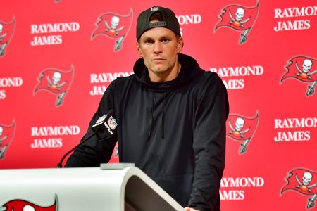 Tom Brady speaks to the media after losing to the Dallas Cowboys.