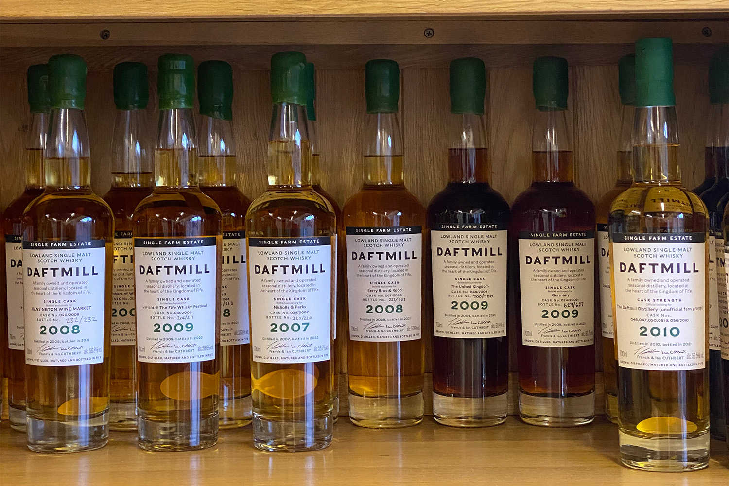 Bottles of Daftmill Scotch