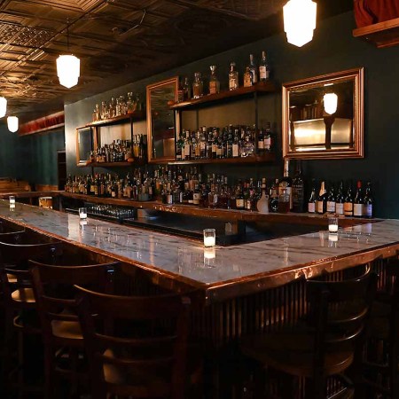 Interior of Down & Out, a new East Village bar that specializes in antique whiskey