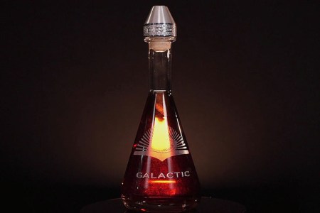 A bottle of Mystic Galactic, a bourbon that's going to be aged partially in space