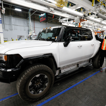 Rep. Rashida Tlaib tours the General Motors Factory Zero and checks out the GMC Hummer EV. According to Bloomberg, it's the EV with the lowest Green rating.